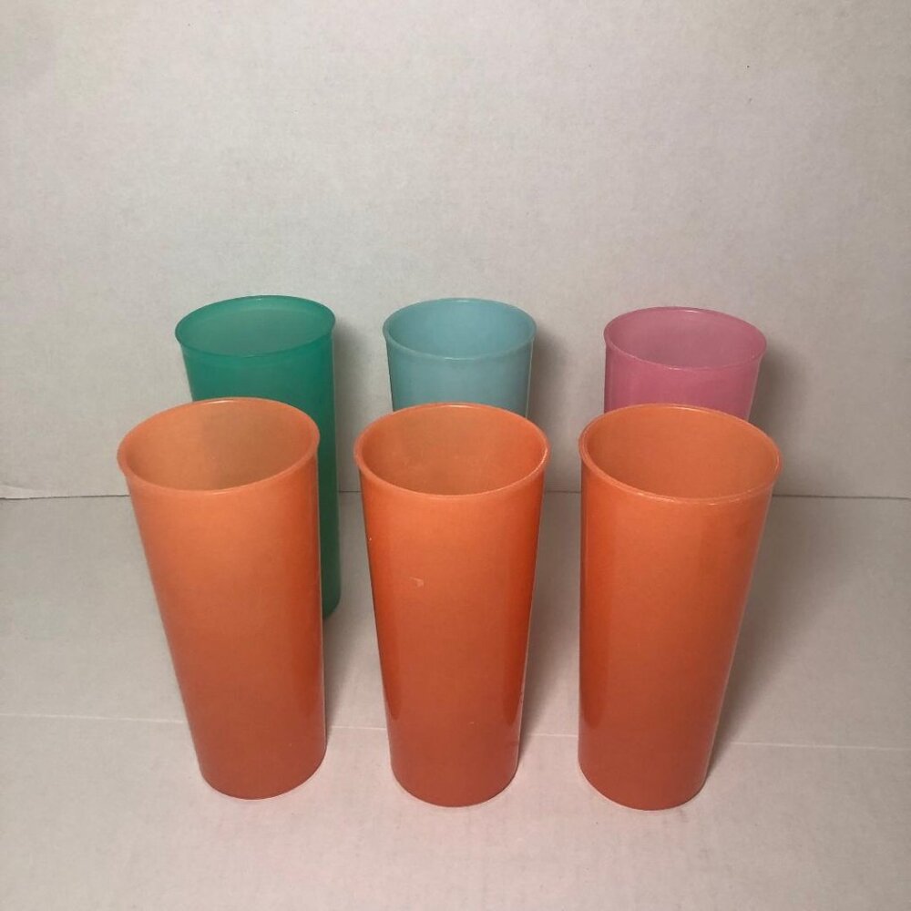 Set of 6 Vintage Tupperware Tumbler Cups 16 oz Stacking USA